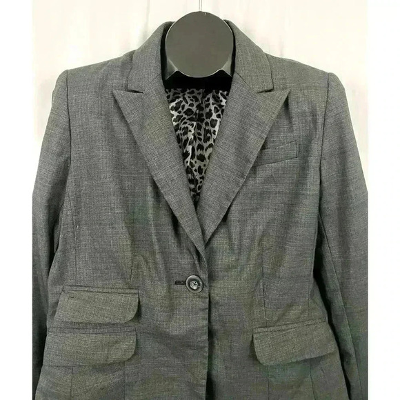 Apt 9 Gray Plaid One Button Blazer Jacket Lined Sz 12 Business Wear - Picture 4 of 8